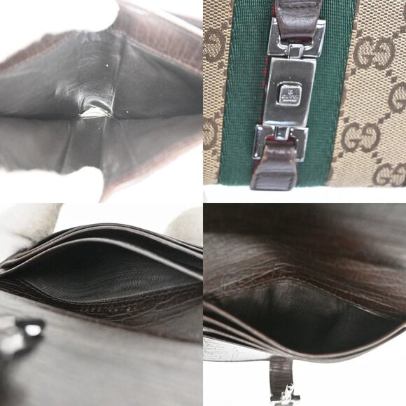 GUCCI Sherry GG Pattern Bifold Wallet Canvas Leather Brown Beige SHW 07TA156 - Picture 14 of 14